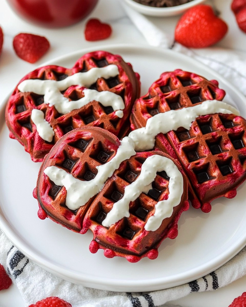 Easy Heart Shaped Red Velvet Valentine Waffles