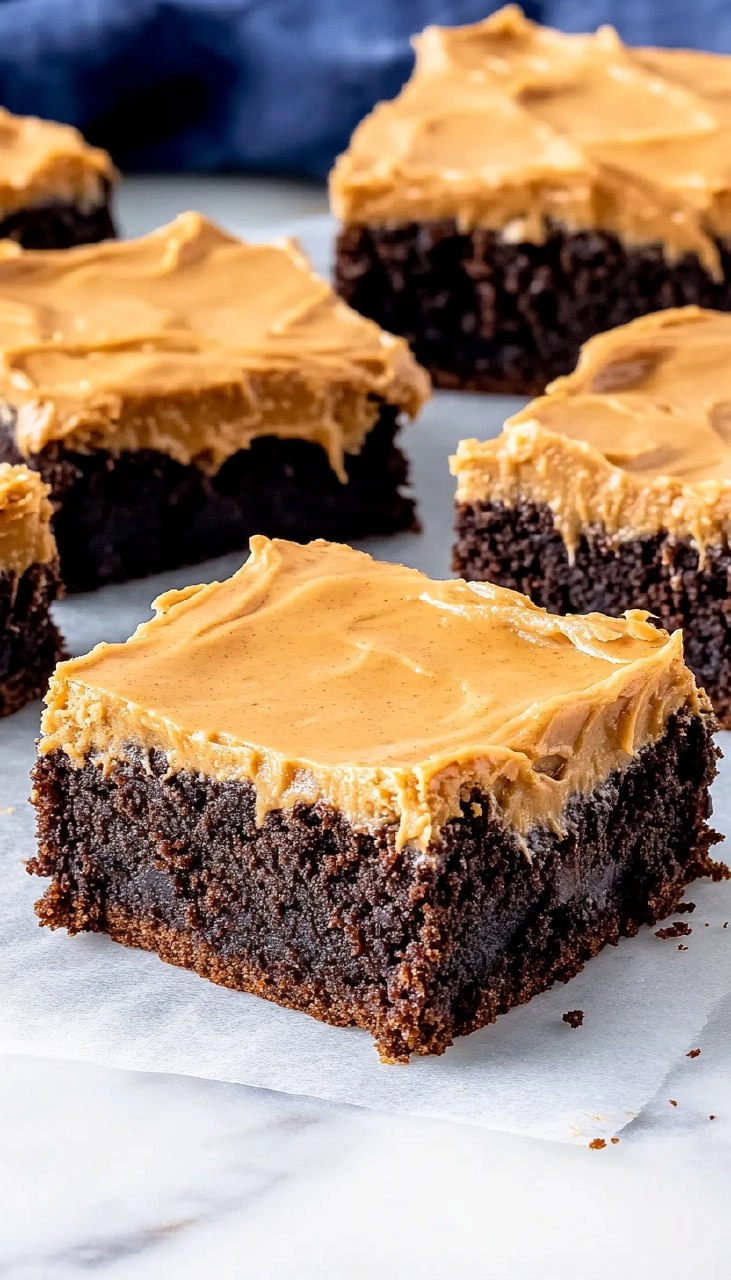 Decadent Peanut Butter Frosted Brownies