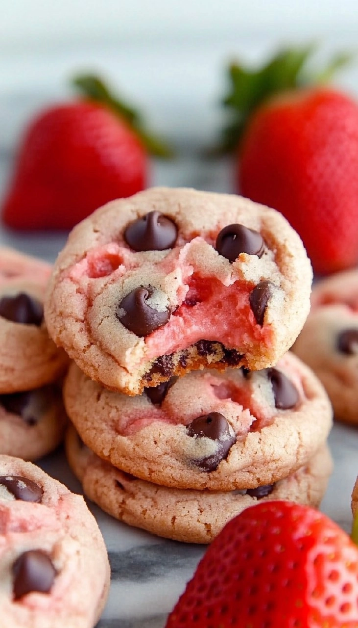 Easy Strawberry Chocolate Chip Cake Mix Cookies