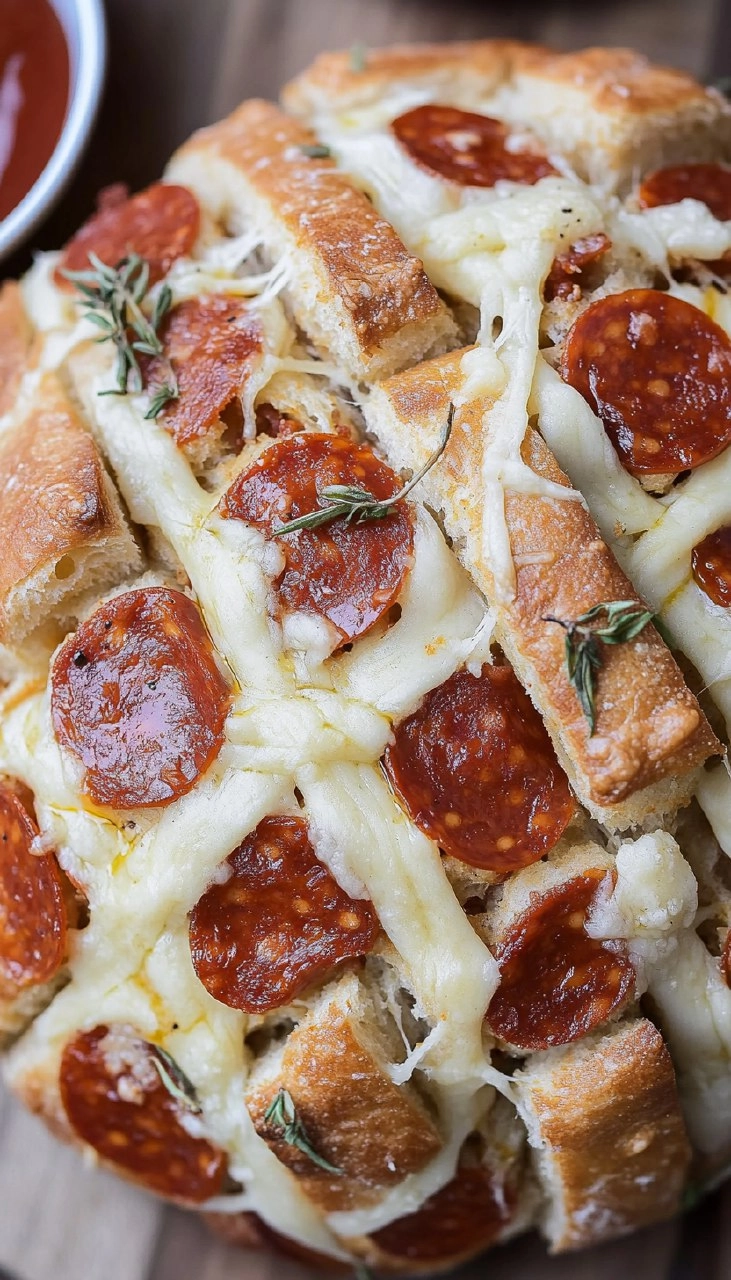 Sourdough Cheesy Pepperoni Pull-Apart Bread 92 Sourdough Cheesy Pepperoni Pull-Apart Bread