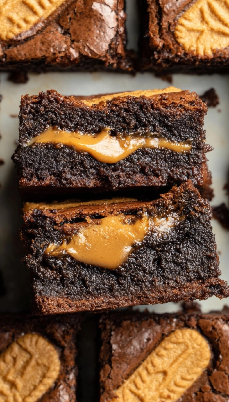 Fudgy Biscoff Brownies with a Gooey Middle