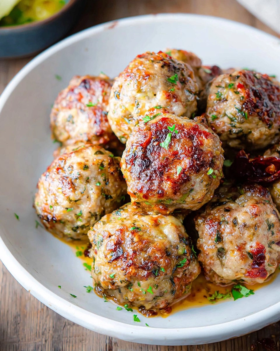 Pesto-Meatballs-in-Sundried-Tomato-Sauce-with-Crispy-Prosciutto-Recipe