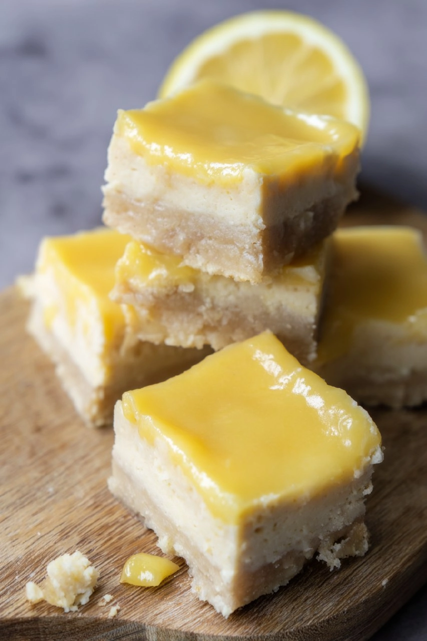 Lemon Curd Cheesecake Bars with Sourdough Shortbread Crust