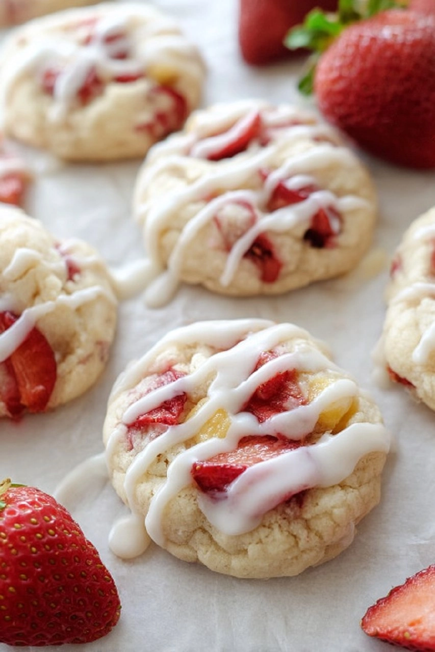 Strawberry Shortcake Cookies with White Chocolate