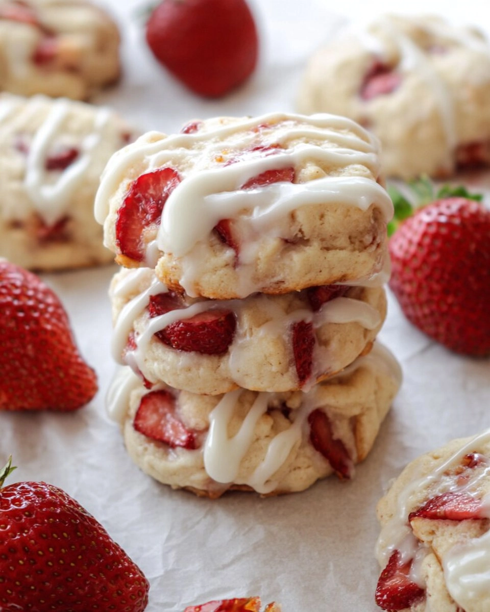 Strawberry Shortcake Cookies with White Chocolate